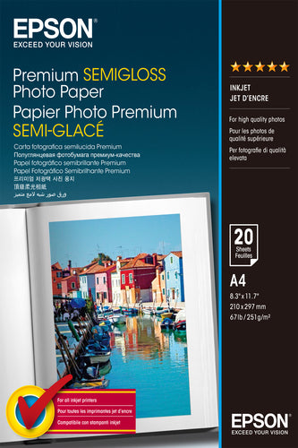 EPSON Premium Semigloss Photo, A4,20 Bl.