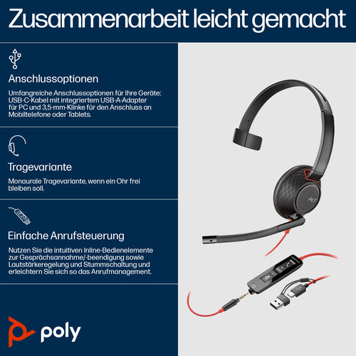 Poly BW 5210 USB-C HS +3.5mmP +USB-C/A