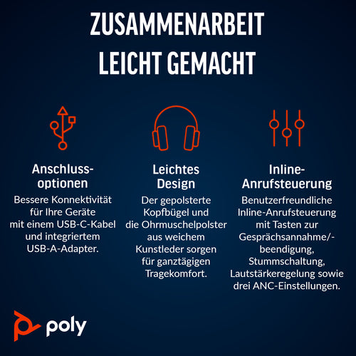 Poly BW 8225 Stereo -M USB-C HS +USB-C/A