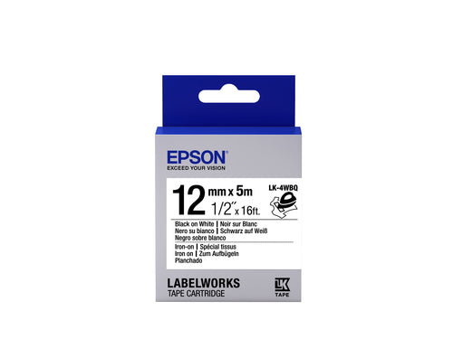 Label/LK-4WBQ Iron on 12mm x 5m BK/WH