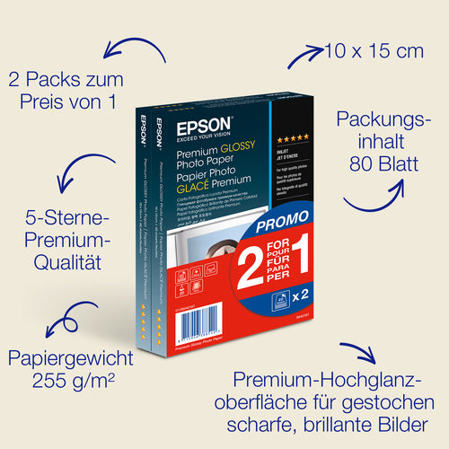 EPSON Fotopapier Glossy 10x15  / 2x40 St