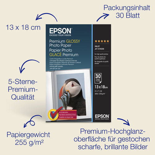 Premium Glossy Photo Paper/13x18cm 30sh
