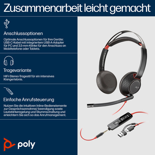 Poly BW 5220 USB-C HS +3.5mmP +USB-C/A